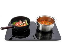 Weceleh Portable Induction Hob Cooker Cooktops Stove Hot Plate Burner Double Dual 2 Two Burner Zone Ring, Plug In Electrical Camping Induction Hobs, 2800W, Auto Shutoff, Timer, Child Lock, Black