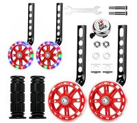 Weciau Bike Stabilisers for Childs bike, Bicycle Training Wheels Compatible with 12 14 16 18 20 Inch Bikes, Mute Flash Support Wheel with Adjustable Bicycle Stabiliser Mounted Kit (Red)