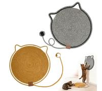 Weciau Cat Scratcher Mat, 2 Pcs 16.5’‘ Cotton Rope Cat Scratch Pad, Round Horizontal Cats Scratching Mat with Ball Tail and Ear, Anti Cats Scratch Furniture Protector for Floor, Couch, Carpet, Sofa