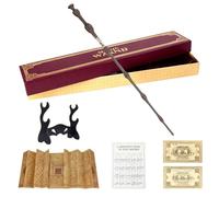 Weciau Dumbledore Wand, 35CM Magic Elder Wands With Resin, Handcrafted Dumbledore Wands Prop for Party, Exquisite Wizard Wands in Gift Box with Spell Chart, Station Ticket, Map and Holder