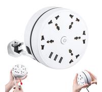 Weciau Extention Lead 2.8M, 8-in-1 Universal Power Strip, Extension Cable with 3 USB Ports and 5-Outlet Surge Protector Power Strip, Cable Extension for Home, Office, Desktop, Travel