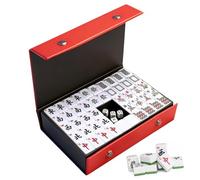 Weciau Mahjong Set, 144Pcs 3x2.26x1.6cm Mahjong Tiles, Portable Mahjong Game with 3 Dice, 2 Spare Tiles, Mahjong Set Full Size for Travel Family Party Leisure Fun