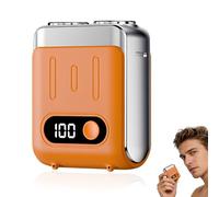 Weciau Mini Electric Shaver for Men, Portable Electric Razor, IPX7 Waterproof Beard Trimmers, Razor with Wet and Dry Head, Magnetic Double Head Shaver for Travel Home Business Trip (Orange)