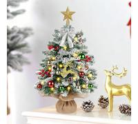 Weciau Pre-Lit Mini Christmas Tree, 20in Xmas Pine Trees with Lights, Hanging Balls and Ornaments, Battery Operated Artificial Tiny Christmas Trees for Holiday Decoration and Present