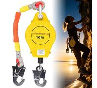 Weciau Self Retracting Lifeline, 33FT Retractable Fall Protection with Alloy Steel Hook and Steel Wire Rope, 330LBS Roofing Lifeline, Heavy Duty Fall Arrest Safety Lanyard for High-Altitude Work