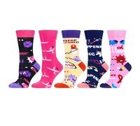 WeciBor Breast Cancer Cotton Socks 5 Pack Inspirational Gifts For Women 6-9