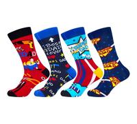 WeciBor Men's 4-Pack Father's Day Crew Socks Best Dad Superdad Slogans UK 7-12