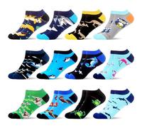 WeciBor Men's Colorful Novelty Cotton Ankle Socks, 12 Pair Animal Pattern, 7-12