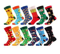 WeciBor Men's Funny Novelty Crew Socks Cotton Multi Pack Gift Size 7-14 | Fun patterns, crazy socks, colorful socks, breathable odor free, reinforced heel toe, ideal for daily wear and gifting