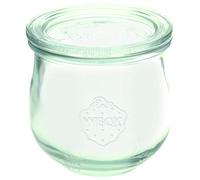 WECK 58309 Tulip Shape #746 370 ml Set of 6 with Clips and Rubber Lids, Diameter 80 mm, Preserving Jars, Dessert Jars