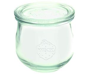 WECK 58309 Tulip Shape #746 370 ml Set of 6 with Clips and Rubber Lids, Diameter 80 mm, Preserving Jars, Dessert Jars