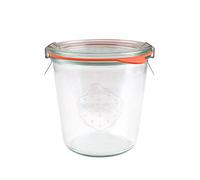 WECK 742 580ml Wide Mouthed Storage Jar Including Glass Lid, Seal & Clamps for Sourdough, Preserving, Canning, Yoghurt, Kimchi, Jam