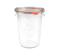 WECK 743 X1 850ml Wide Mouthed Storage Jar Including Glass Lid, Seal & Clamps For Sourdough, Preserving, Canning, Yoghurt, Kimchi