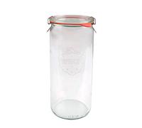 WECK 908 1040ml Cylindrical Storage Jar Including Glass Lid, Seal & Clamps for Sourdough, Preserving, Canning, Yoghurt, Kimchi, Jam