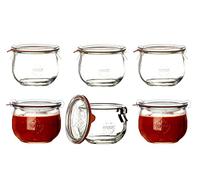 Weck Airtight Clip-Close Sealed Tulip 580 ml Jar with Lid 100 mm, Pack of 6, Glass, Transparent