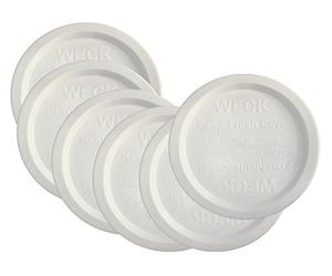 Weck Jar Keep Fresh Plastic Lids, 6 PACK, Medium -80 Millimeter --Fits models 900, 976, 746, 901, 996, 958