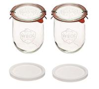Weck Jars,35.9 fl. oz Weck Tulip Jars 1 Liter,Large Sour Dough Starter Jars,Tulip Jar with Wide Mouth,Suitable for Canning and Storage,2 Sourdough Jars with (Jars, Glass Lids & Keep Fresh Covers)