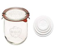 Weck Jars Weck - Large Glass Jars for Sourdough - Starter Jar with Glass Lid - Tulip Jar with Wide Mouth - 1 Liter Includes (Keep Fresh Cover)