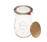Weck Jars - Weck Tulip Jars 1.5 Liter - Sour Dough Starter Jar - Large Glass Jars for Sourdough - Starter Jar with Glass Lid Tulip Jar with Wide Mouth Suitable Canning and Storage 1 Jar with Wood Lid