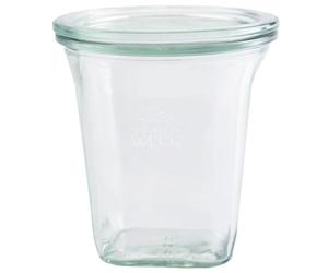 Weck Preserving Jars 0.5 Litre Quadro Glass in Sturzform RR100 with Glass Lid and Rings in Original Weck Box (Glass Lid and Rings) Pack of 6