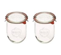 Weck Tulip Jars 1 Liter - Large Sour Dough Starter Jars with Wide Mouth - Suitable for Canning and Storage - 2 with Glass Lids