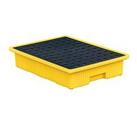 WECLMH Spill Platform, Yellow And Black Polyethylene Spill Containment Pallet, Modular Spill Containment Tray, Warehouses Factory Oil Drums Spill Pallet, 50 KG Load Capacity (Size : 36x49.5x10.5CM)