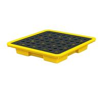 WECLMH Spill Platform, Yellow And Black Polyethylene Spill Containment Pallet, Modular Spill Containment Tray, Warehouses Factory Oil Drums Spill Pallet, 50 KG Load Capacity (Size : 33.5x33.5x5.5CM)