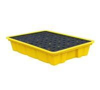 WECLMH Spill Platform, Yellow And Black Polyethylene Spill Containment Pallet, Modular Spill Containment Tray, Warehouses Factory Oil Drums Spill Pallet, 50 KG Load Capacity (Size : 35x49x9CM)