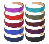 Wecoe 10 Pack Satin Headbands 1.3 Inch Wide Red Black Green Purple Brown Blue Headband Women Girls Non Slip Fashion Hair Bands Diy Costume Hair Accessories Women Girls Diademas Coreanas Para Mujer