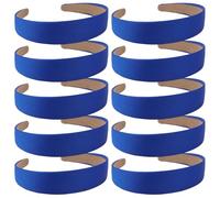 Wecoe 10 Pack Satin Headbands 1.3 Inch Wide Royal Blue Headband Women Girls Non Slip Fashion Hair Bands Diy Holiday Costume Hair Accessories Women Girls Diademas Coreanas Para Mujer