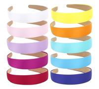Wecoe 10 Pack Satin Headbands Women 1.3 Inch Wide White Blue Pink Purple Red Orange Yellow Green Headband Women Girls Non Slip Fashion Hair Bands Diy Holiday Costume Hair Accessories Women Girls