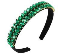 Wecoe Green Rhinestone Headband Women Girls St Patrick's Day Fancy Sparkly Bling Glitter Crystal Leaf Shape Diamond Jeweled Embellished Headband Hairband Holiday Formal Hair Accessories Gifts