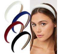 Wecoe Headbands for Women, 4pcs Padded Headbands Non Slip Soft Thick Comfortable Headbands Cute White Red Blue Black Headband Aesthetic Y2K Halloween Costume Hair Accessories for Women Girls