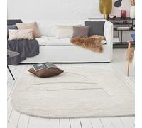 Wecon Home Dodo Short Pile Rug - Hand-Tufted Virgin Wool Rug - Asymmetrically Shaped - Oeko-Tex Standard 100 & GoodWeave Certified - Natural & Modern (70 x 140 cm, Cream White)