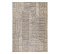 Wecon Home Esprit Raymond Machine Woven Short Pile Rug, Striped Pattern with High-Low Effect, Oeko-Tex® Certified (160 x 230 cm, Beige Grey)