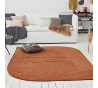 Wecon Home Short Pile Rug Dodo - Hand-tufted rug in virgin wool - Asymmetric shape - Oeko-TEX® Standard 100 & GoodWeave Certified - Natural & modern (140 x 200 cm, clay brown)