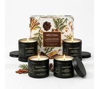 WECONA Candle Gift Set for Men, 4-Piece Scented Candles | Candles Gifts for Men: four 6 oz scented candles in a candle set with Whiskey, Leather, Cologne and Cedarwood notes.