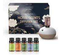 Wecona Rechargeable Waterless Diffuser with Six Bottle of Essential Oils - White Tea, Citrus Luxe, Velvet Night,Verdant Citurs,Jasmine Harmony,Meadow Bliss