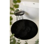WECONhome Basics Bathroom Bath Mat, Cuddly Fluffy Soft Pile, Non-Slip and Washable, Joris (90 cm Round, Black)