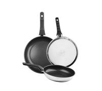 WECOOK! ETERNA - Set of 3 Frying Pans 18/10 Stainless Steel with Non-Stick Quantanium, 20-24-26 cm, Induction, PFOA Free, Ergonomic Handle, Dishwasher Safe and All Types of Cookers