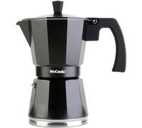 WECOOK! Luccia Italian Coffee Maker, Induction, Aluminium, Express, 1 - 3 Cups Coffee, Suitable for All Kitchens, Black, Silicone Seal Seal, Safety Valve.