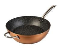WECOOK! Professional Deep Frying Pan 32 cm, Ecological Non-Stick Stone Without PFOA, Forged Aluminium, 2.8 mm Thick, Copper, Stainless Steel Handle, Vitro Ceramic, Gas, Oven