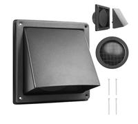 WeCooper 100mm 4 Inch Black Cowled External Wall Louvre Grille 304 Stainless Steel Extractor Fan Outside Air Vent with Removable Cover and Bird Screen Mesh