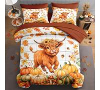 WeCozy King Fall Comforter Set with Sheets, 7 Pieces Cow Bedding