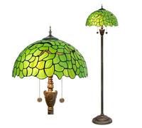 wecrejoni Tiffany Floor Lamp,Floor Lamps for Living Room, Green Leaf Style Glass Floor Lamp,Standing Lamp for Bedroom for Living Room Dorm Office Aesthetic Home Decor