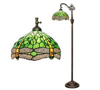 wecrejoni Tiffany Floor Lamp Green Stained Glass Dragonfly Arched Lamp Gooseneck Adjustable Corner Standing Reading Light Decor Bedroom Living Room