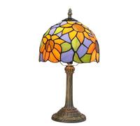 wecrejoni Tiffany Lamp Stained Glass lamp Small Bedside Table Lamps for Living Room Bedroom Dorm Kitchen Home Decor Festival Birthday Gift,Blue Background Sunflower