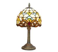 wecrejoni Tiffany Lamp Stained Glass lamp Small Bedside Table Lamps for Living Room Bedroom Dorm Kitchen Home Decor Festival Birthday Gift,Yellow Baroque