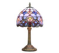 wecrejoni Tiffany Lamp Stained Glass lamp Small Bedside Table Lamps for Living Room Bedroom Dorm Kitchen Home Decor Festival Birthday Gift,Blue Baroque