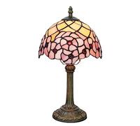 wecrejoni Tiffany Lamp Stained Glass Table Lamp 8X8X14 Inches Desk Reading Light Decor Beside Bedroom Living Room Home (H-1055- Cherry Blossom)